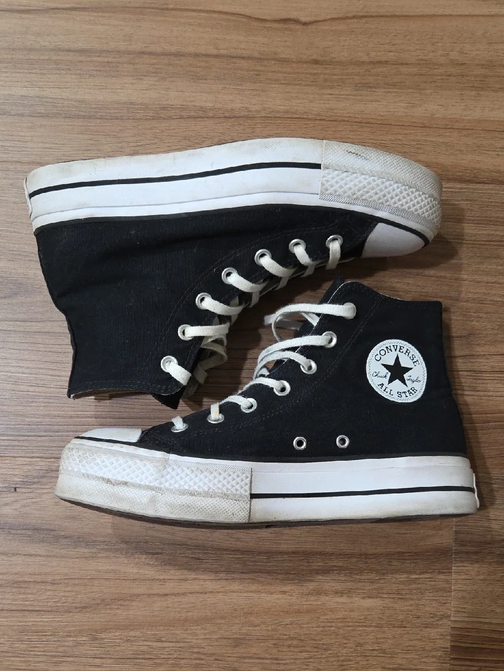 Converse Black High Top Platform Sneakers - Picture 1 of 7